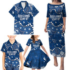 Personalized Geelong Cats Family Matching Puletasi and Hawaiian Shirt Aboriginal Pattern with Graffiti Style