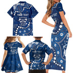 Personalized Geelong Cats Family Matching Short Sleeve Bodycon Dress and Hawaiian Shirt Aboriginal Pattern with Graffiti Style