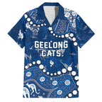 Personalized Geelong Cats Family Matching Summer Maxi Dress and Hawaiian Shirt Aboriginal Pattern with Graffiti Style