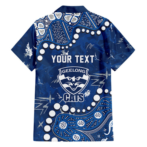 Personalized Geelong Cats Family Matching Summer Maxi Dress and Hawaiian Shirt Aboriginal Pattern with Graffiti Style