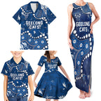 Personalized Geelong Cats Family Matching Tank Maxi Dress and Hawaiian Shirt Aboriginal Pattern with Graffiti Style