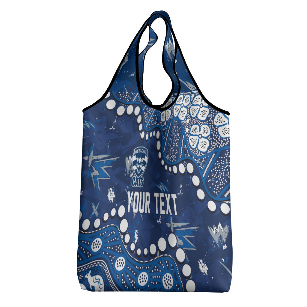 Personalized Geelong Cats Grocery Bag Aboriginal Pattern with Graffiti Style