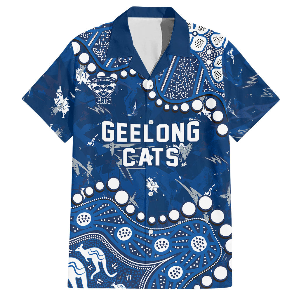 Personalized Geelong Cats Hawaiian Shirt Aboriginal Pattern with Graffiti Style