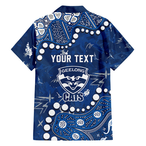 Personalized Geelong Cats Hawaiian Shirt Aboriginal Pattern with Graffiti Style