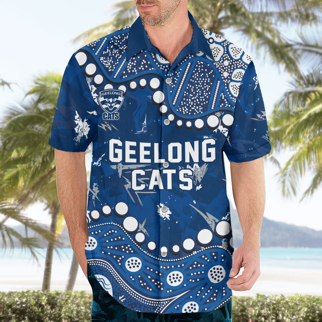 Personalized Geelong Cats Hawaiian Shirt Aboriginal Pattern with Graffiti Style