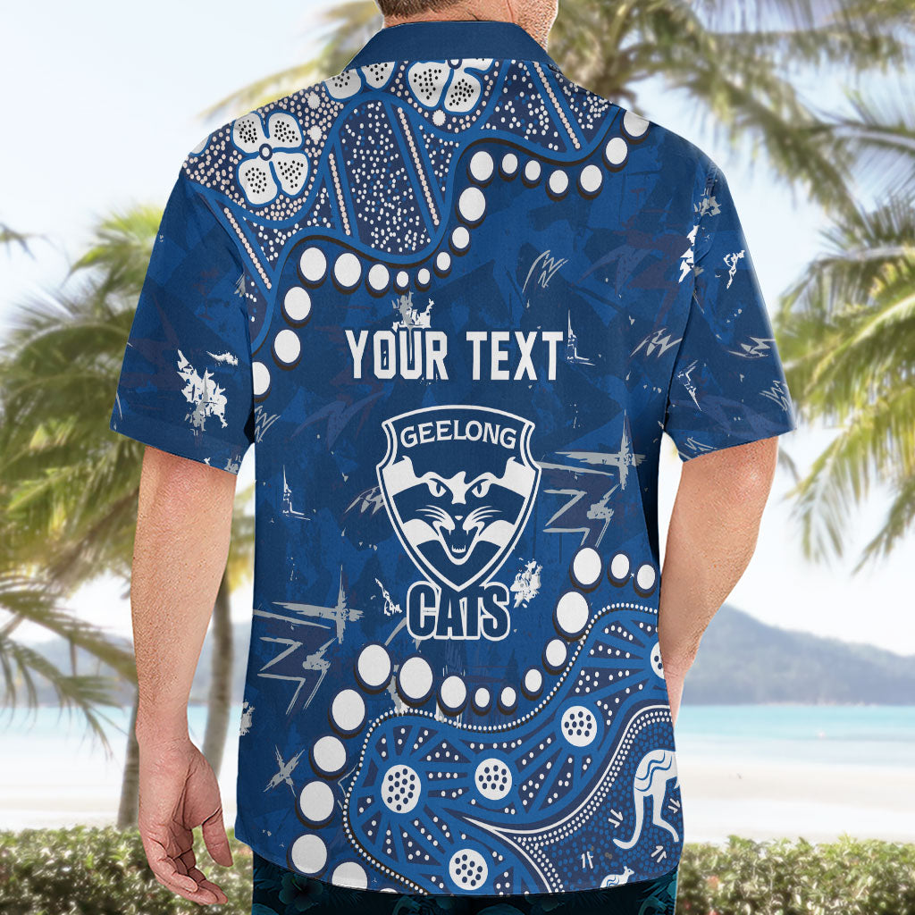 Personalized Geelong Cats Hawaiian Shirt Aboriginal Pattern with Graffiti Style