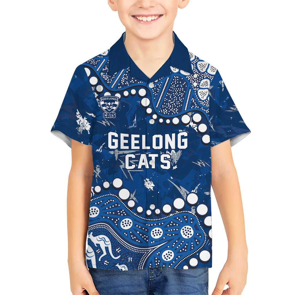 Personalized Geelong Cats Hawaiian Shirt Aboriginal Pattern with Graffiti Style