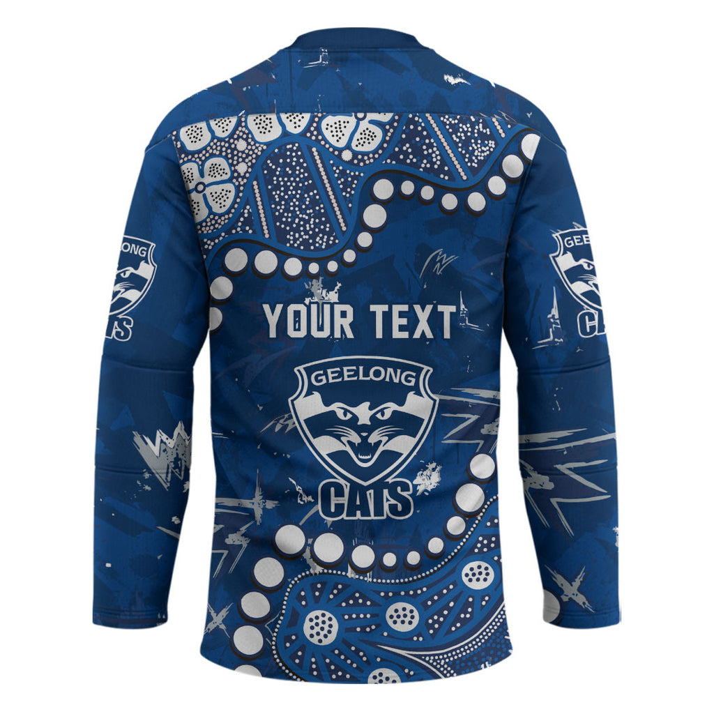 Personalized Geelong Cats Hockey Jersey Aboriginal Pattern with Graffiti Style