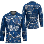 Personalized Geelong Cats Hockey Jersey Aboriginal Pattern with Graffiti Style