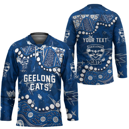 Personalized Geelong Cats Hockey Jersey Aboriginal Pattern with Graffiti Style
