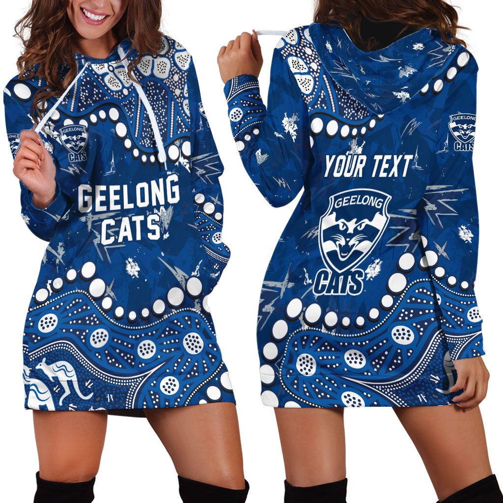 Personalized Geelong Cats Hoodie Dress Aboriginal Pattern with Graffiti Style