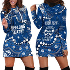 Personalized Geelong Cats Hoodie Dress Aboriginal Pattern with Graffiti Style