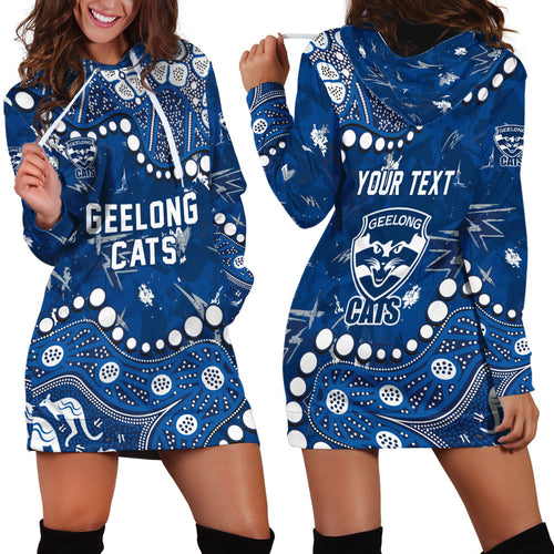 Personalized Geelong Cats Hoodie Dress Aboriginal Pattern with Graffiti Style