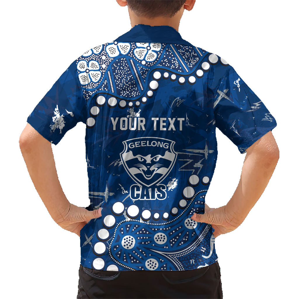 Personalized Geelong Cats Kid Hawaiian Shirt Aboriginal Pattern with Graffiti Style