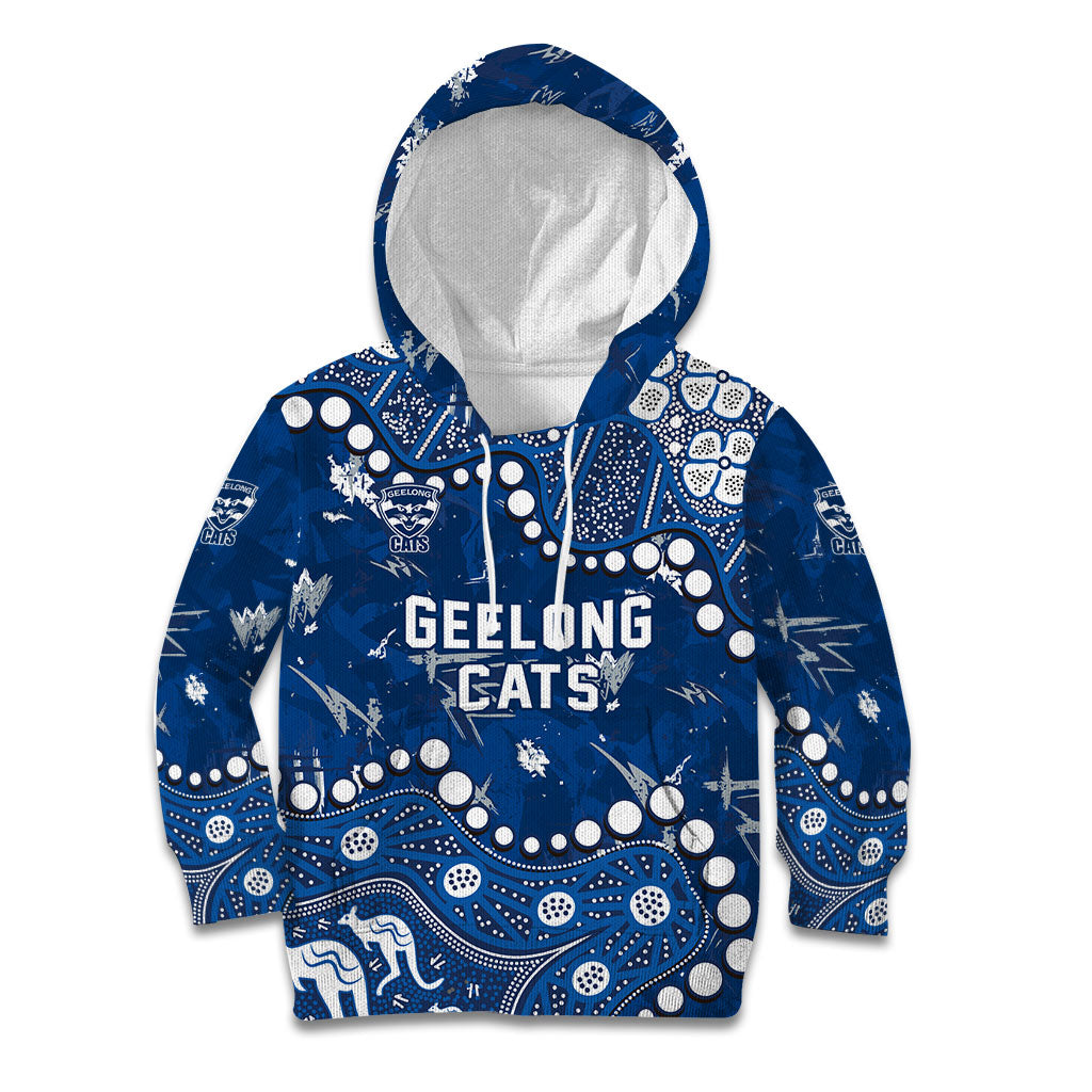 Personalized Geelong Cats Kid Hoodie Aboriginal Pattern with Graffiti Style
