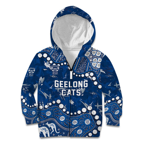 Personalized Geelong Cats Kid Hoodie Aboriginal Pattern with Graffiti Style