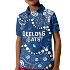 Personalized Geelong Cats Kid Polo Shirt Aboriginal Pattern with Graffiti Style