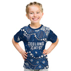 Personalized Geelong Cats Kid T Shirt Aboriginal Pattern with Graffiti Style