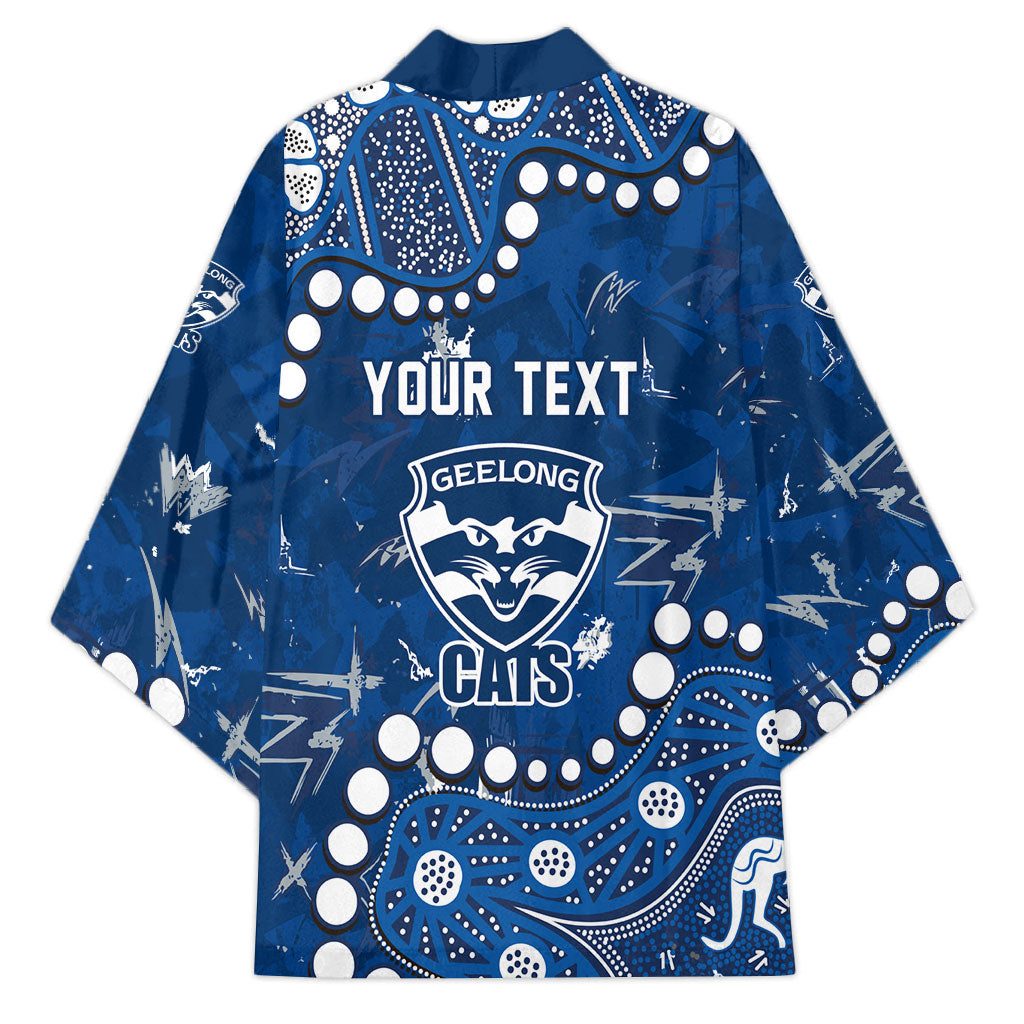 Personalized Geelong Cats Kimono Aboriginal Pattern with Graffiti Style