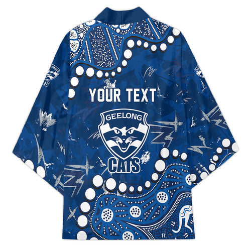 Personalized Geelong Cats Kimono Aboriginal Pattern with Graffiti Style