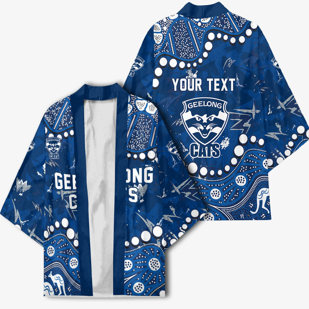 Personalized Geelong Cats Kimono Aboriginal Pattern with Graffiti Style