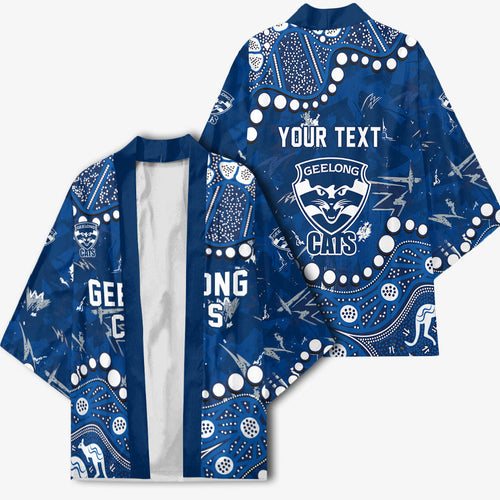 Personalized Geelong Cats Kimono Aboriginal Pattern with Graffiti Style