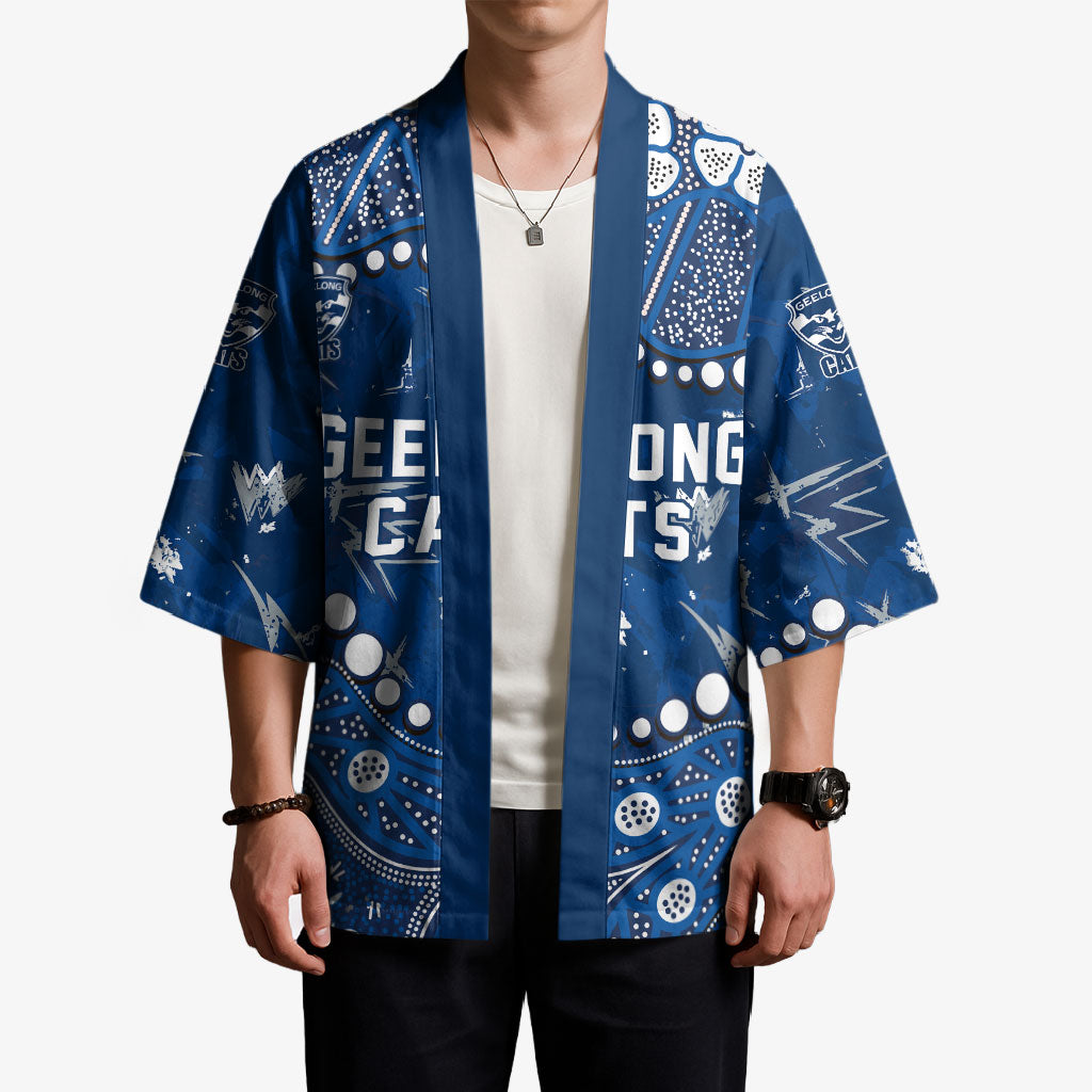 Personalized Geelong Cats Kimono Aboriginal Pattern with Graffiti Style