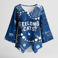 Personalized Geelong Cats Kimono Sleeve Blouse Aboriginal Pattern with Graffiti Style