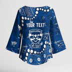 Personalized Geelong Cats Kimono Sleeve Blouse Aboriginal Pattern with Graffiti Style