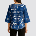 Personalized Geelong Cats Kimono Sleeve Blouse Aboriginal Pattern with Graffiti Style