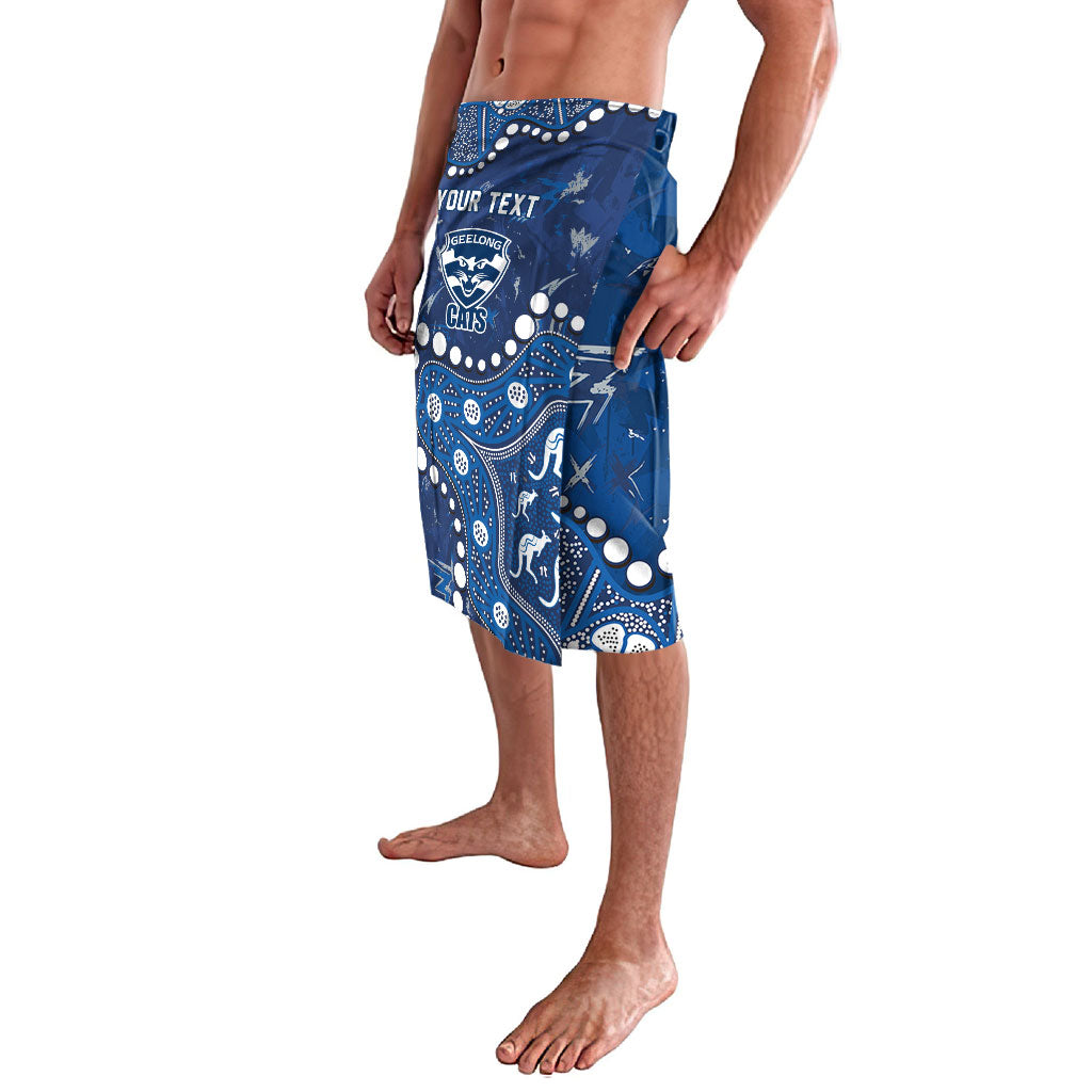Personalized Geelong Cats Lavalava Aboriginal Pattern with Graffiti Style