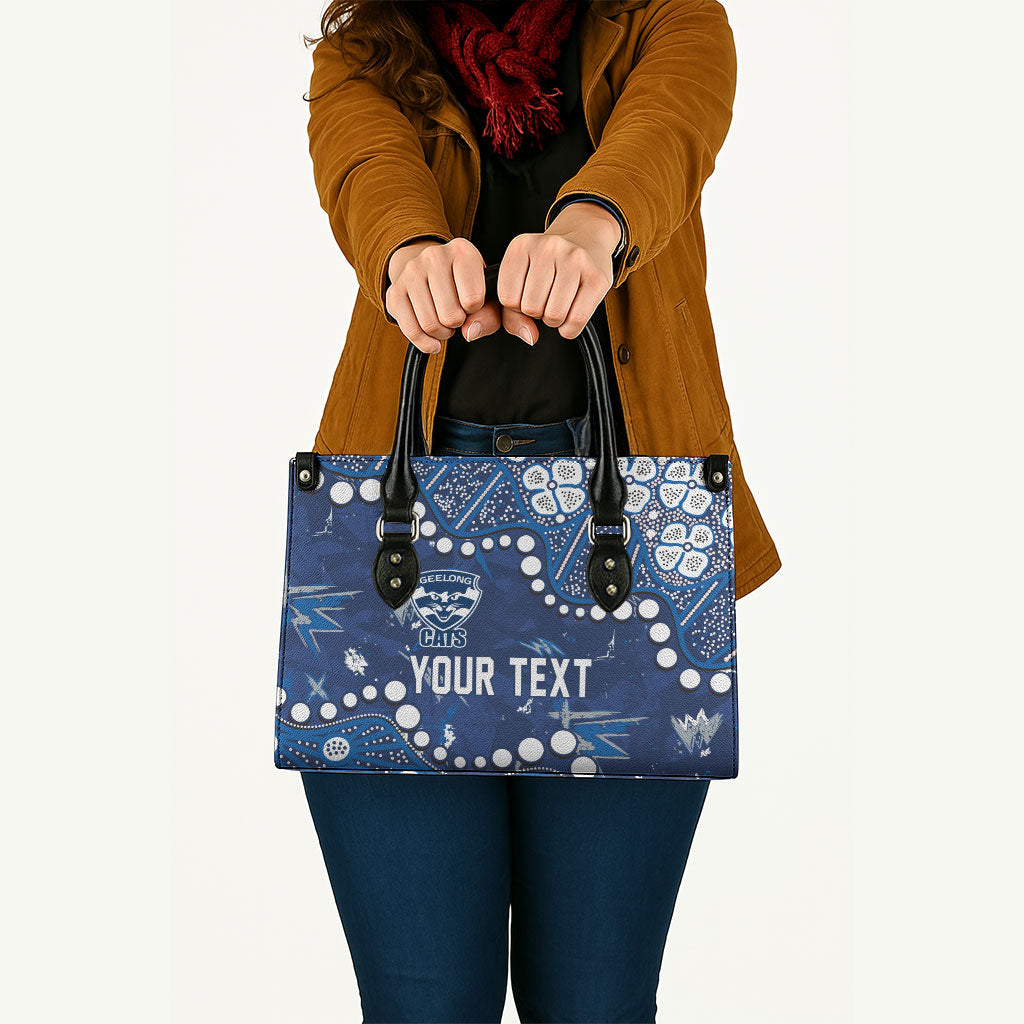 Personalized Geelong Cats Leather Bag Aboriginal Pattern with Graffiti Style