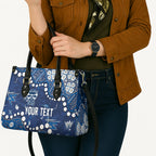 Personalized Geelong Cats Leather Bag Aboriginal Pattern with Graffiti Style