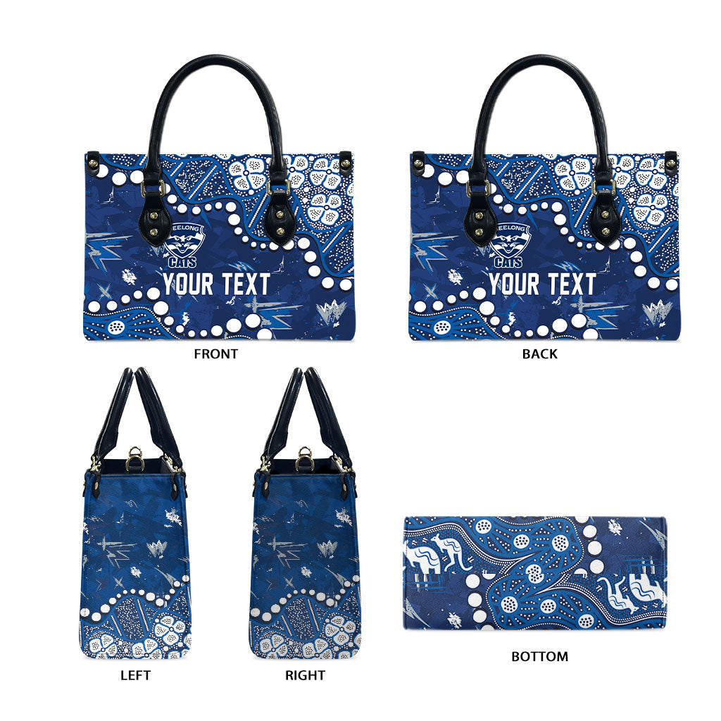 Personalized Geelong Cats Leather Bag Aboriginal Pattern with Graffiti Style