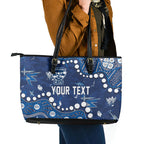 Personalized Geelong Cats Leather Tote Bag Aboriginal Pattern with Graffiti Style