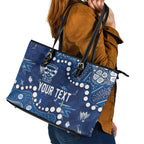 Personalized Geelong Cats Leather Tote Bag Aboriginal Pattern with Graffiti Style