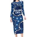 Personalized Geelong Cats Long Sleeve Bodycon Dress Aboriginal Pattern with Graffiti Style