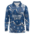 Personalized Geelong Cats Long Sleeve Polo Shirt Aboriginal Pattern with Graffiti Style