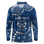 Personalized Geelong Cats Long Sleeve Polo Shirt Aboriginal Pattern with Graffiti Style