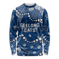 Personalized Geelong Cats Long Sleeve Shirt Aboriginal Pattern with Graffiti Style