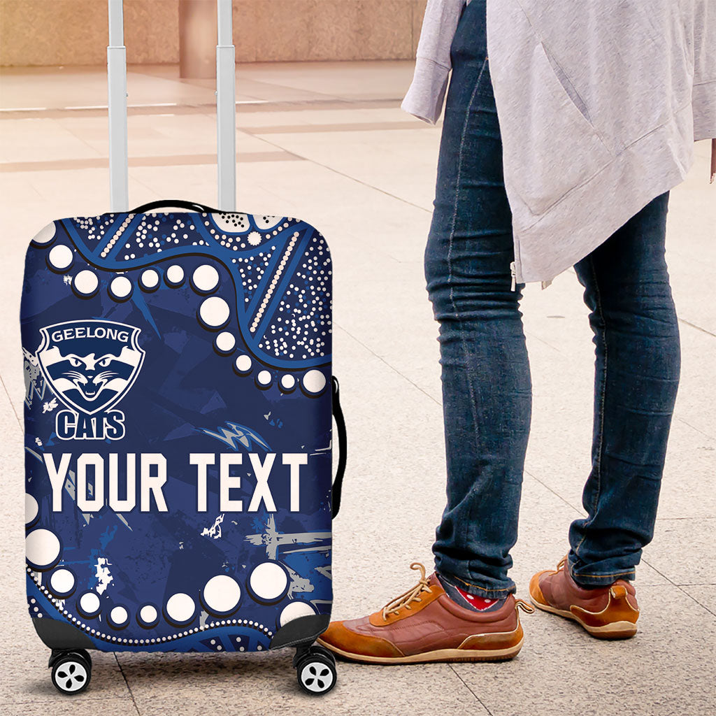 Personalized Geelong Cats Luggage Cover Aboriginal Pattern with Graffiti Style