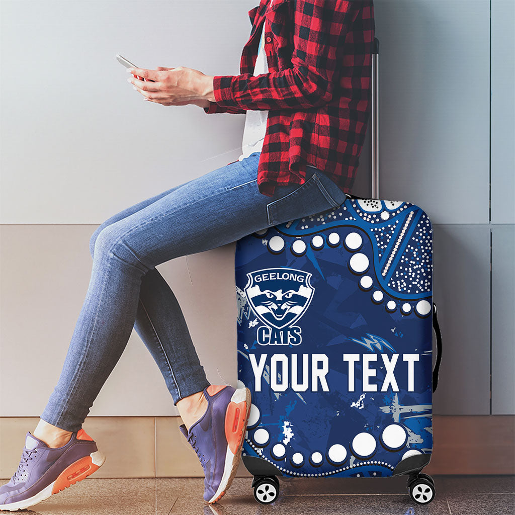 Personalized Geelong Cats Luggage Cover Aboriginal Pattern with Graffiti Style