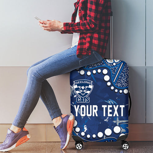 Personalized Geelong Cats Luggage Cover Aboriginal Pattern with Graffiti Style