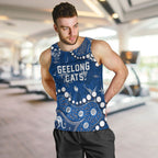 Personalized Geelong Cats Men Tank Top Aboriginal Pattern with Graffiti Style