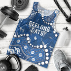 Personalized Geelong Cats Men Tank Top Aboriginal Pattern with Graffiti Style