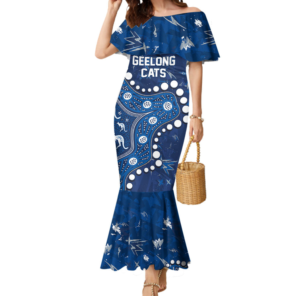 Personalized Geelong Cats Mermaid Dress Aboriginal Pattern with Graffiti Style