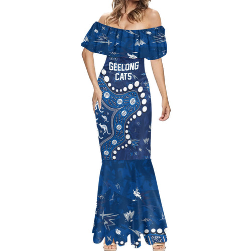 Personalized Geelong Cats Mermaid Dress Aboriginal Pattern with Graffiti Style