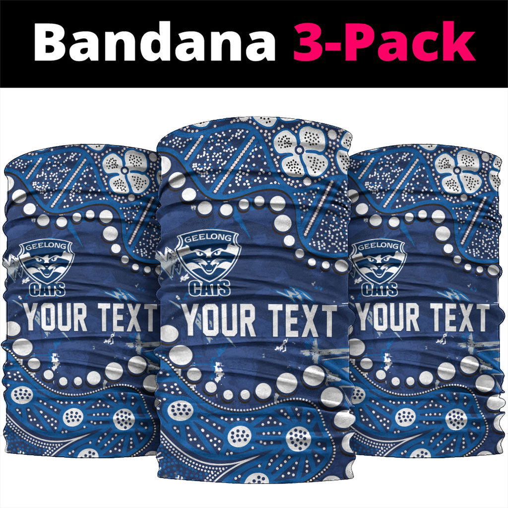 Personalized Geelong Cats Neck Gaiter Aboriginal Pattern with Graffiti Style
