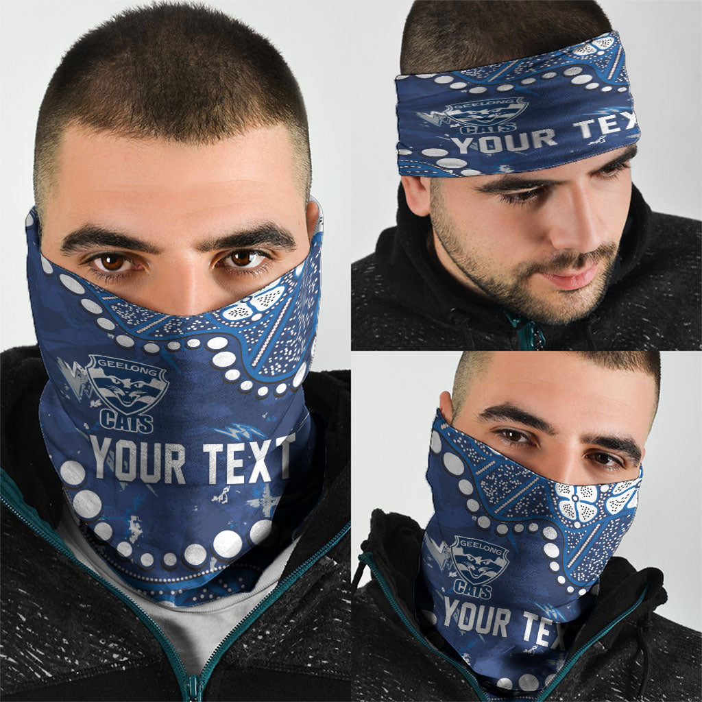Personalized Geelong Cats Neck Gaiter Aboriginal Pattern with Graffiti Style