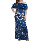 Personalized Geelong Cats Off Shoulder Maxi Dress Aboriginal Pattern with Graffiti Style